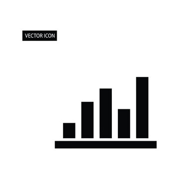 Bar graph icon showing upward trend and progress, simple vector illustration for data and analytics, white background.