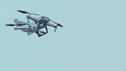 Fototapeta premium Modern Drone Flying in Clear Blue Sky