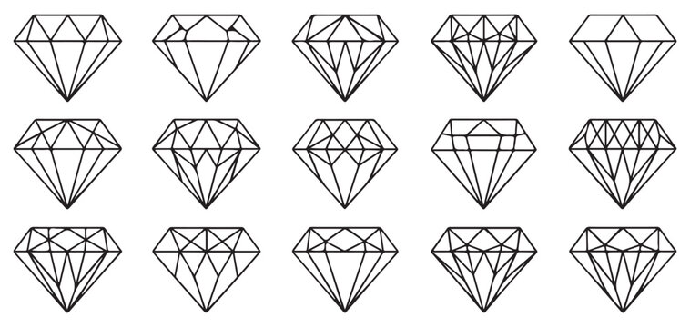 Solid diamond gemstone icons for mobile apps vector illustration eps 10