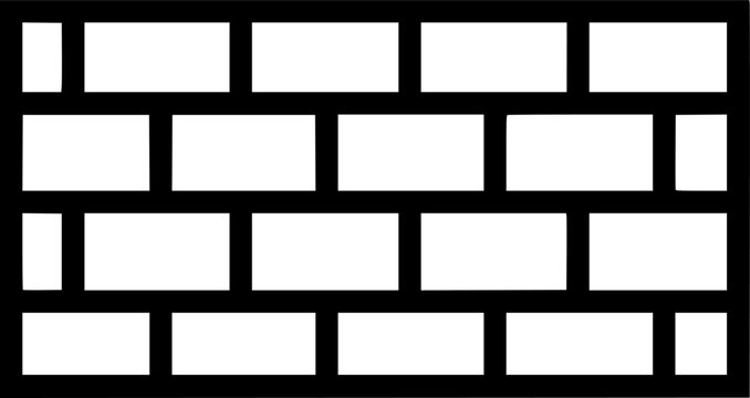 Brick wall construction and architectural boundary symbol for building security and masonry structure design featuring a simple black line art wall pictogram &ndash; Black Vector Illustration