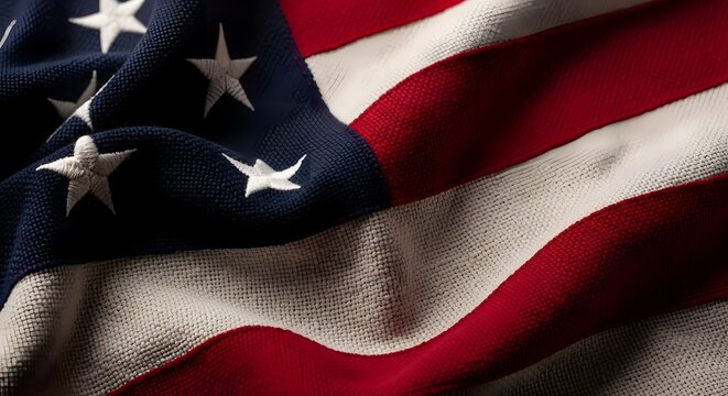 American flag waving with stars and stripes