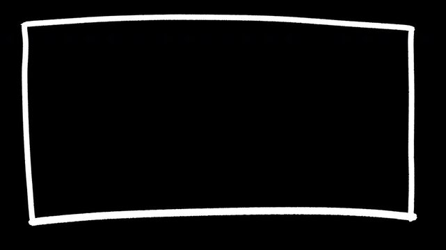 Hand-drawn frame rectangular border on a transparent background. Suitable for text or graphic elements contrast.