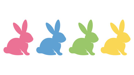 Obraz premium Four colorful rabbit silhouettes are displayed in a row each a different hue