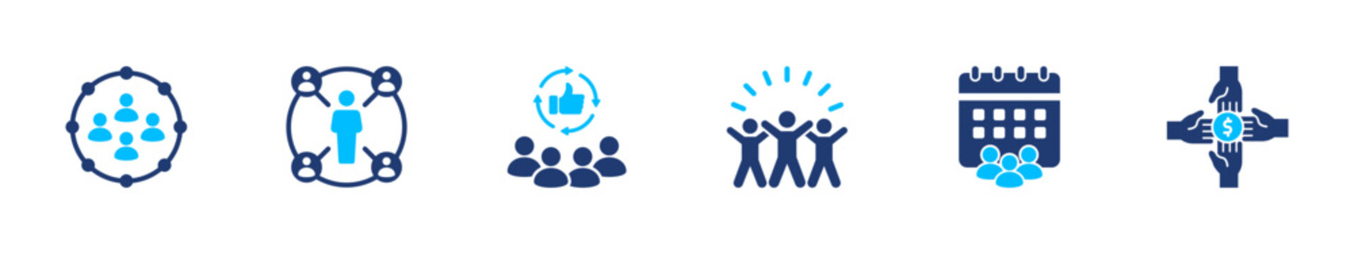 Community engagement icon set. interaction, participation, communication, social, connection. solid style icon collection.