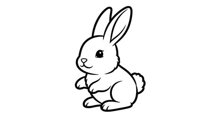 Obraz premium Cute Baby Rabbit Vector Illustration, Simple Outline Drawing for Coloring Book Page or Kids Design Project