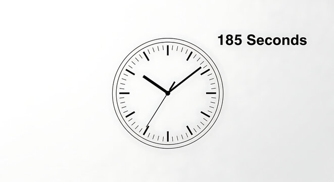 A clock face showing 185 seconds in a simple line drawing style