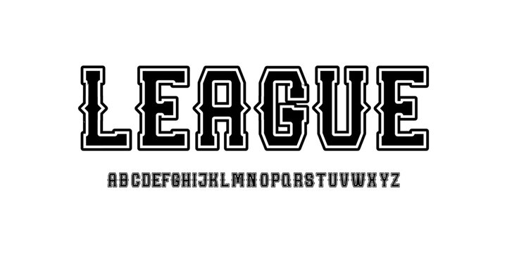 League Typoghtaphy A bold athletic inline font. Fierce baseball slab serif for collegiate branding, team logos, and sports apparel.