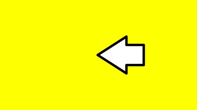 Motion Graphics left arrow icon animation on yellow background.