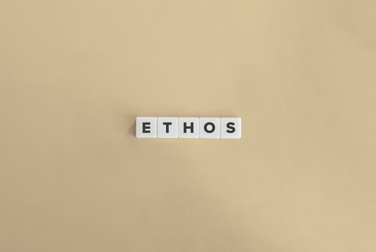 Ethos Character Credibility Value System Corporate Culture Brand Identity Leadership Ethics Persuasion Rhetoric Professional Conduct Philosophy Concept Minimalist Beige Background
