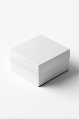 Fototapeta premium Minimalist white box rests on plain background