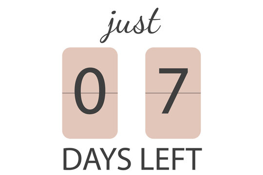 7 just days left with pastel red on a white background