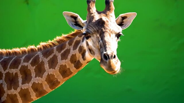 Close up of giraffe looking right.
