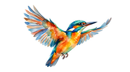 Obraz premium Vibrant kingfisher bird in mid-flight with wings spread wide