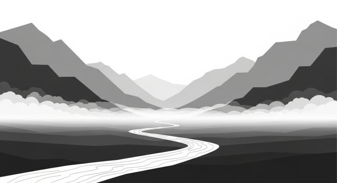 Winding River Meandering Through Serpentine Channel.