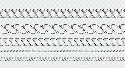Seamless swaying decorative rope border brush strokes set design for cowboy or sailor , nautical, marine knit banner poster cords © hrp_design