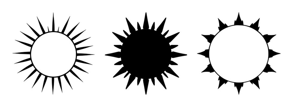 Sun set with solid black icon on white background featuring brightness, lighting, sun symbol with vector style and minimalist design