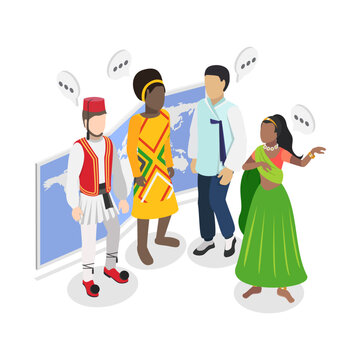 3D Isometric Flat Vector Illustration of Human Diversity, Community Diverse Culture. Item 1