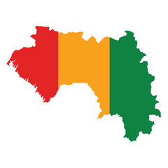 Obraz premium Map of Guinea with its national flag colors