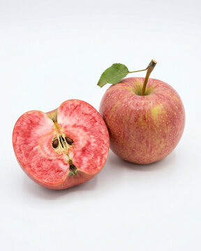 Hidden Pink Apple (Malus domestica) on a white background