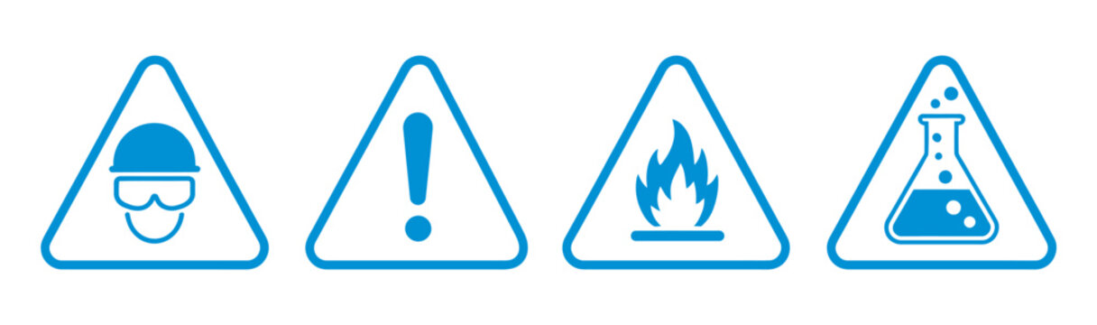 Biohazard warning icon set radiation skull and crossbones flammable chemical hazard high voltage explosive exclamation mark safety symbols collection vector