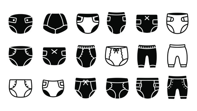 Diaper and Baby Pants icon silhouette vector illustration