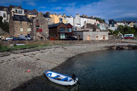 Residential houses near marina promenade in Port Saint Mary view, Isle of Man