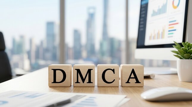 DMCA copyright takedown notice concept for online content protection.
