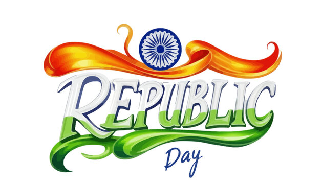 A colorful Republic Day graphic with Indian flag colors and design
