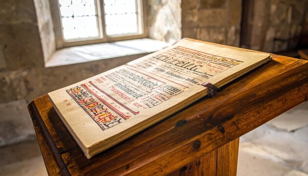 Exquisite Early Medieval Irish Illuminated Manuscript on Wooden Lectern with Intricate Interwoven Initial Letters