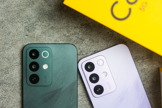 Bangkok, Thailand - April 14, 2026 : Realme C85 5G. Processor MediaTek Dimensity 6300.