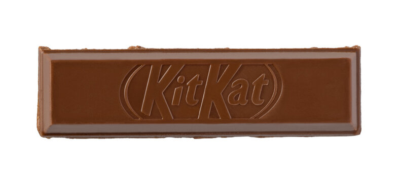 Kitkat chocolate bar showing brand logo on transparent background