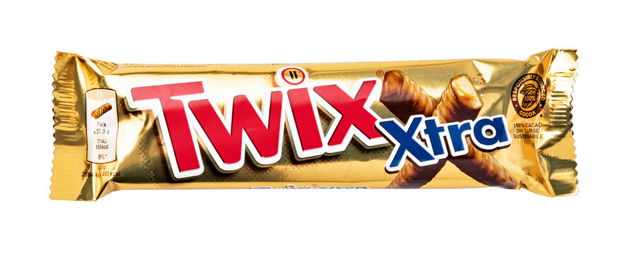Twix xtra chocolate bar golden wrapper transparent background
