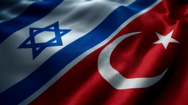 turkish and israeli flag waving together. israel turkey turkiye