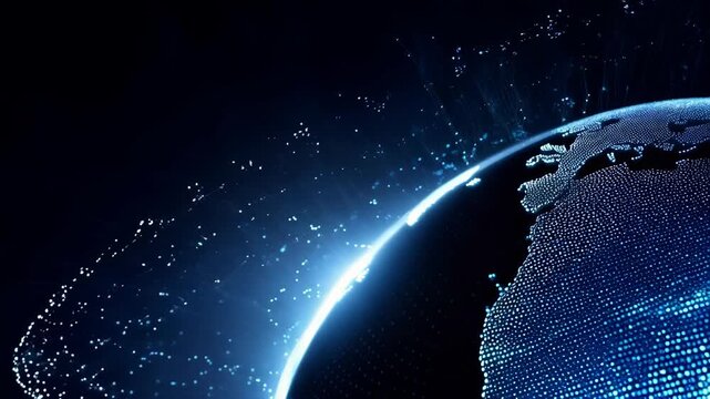Digital globe earth data network connectivity digital blue light continent sphere illuminated by data points network lights forming continents glowing atmosphere futuristic connectivity innovation