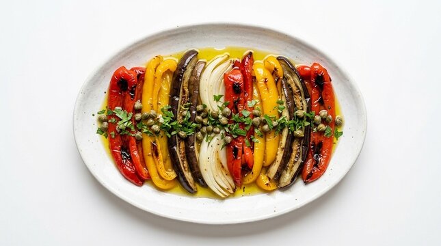 Traditional Catalan Escalivada Roasted Vegetables with Olive Oil