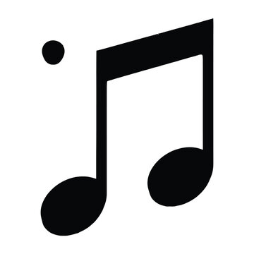 Black eighth note musical symbol with dot on white