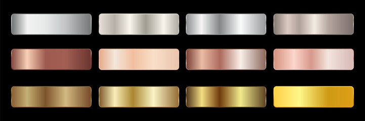 Collection of gold silver bronze and rose gold gradient texture background vector © Lukman