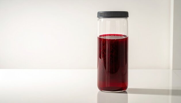 Deep reddish-brown liquid bromine contained in a sealed glass ampoule, a volatile and dense chemical element.