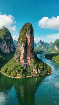 Li River landscape, aerial photography of landscape