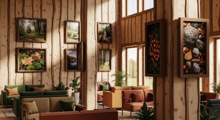 Obraz premium Rustic timber accents create a warm, natural ambiance within modern interior design spaces