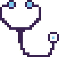 Obraz premium Cute Pixel Stethoscope Icon Flat Minimal Healthcare Sticker Style