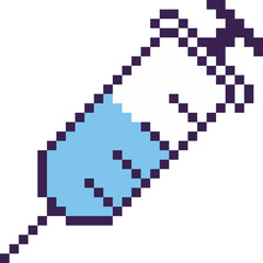 Fototapeta premium Cute Pixel Syringe Icon Flat Minimal Healthcare Sticker Style
