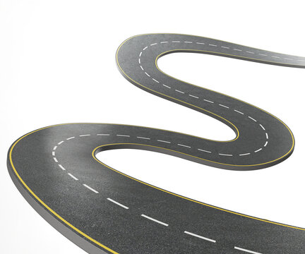 asphalt road, curve highway, 3d illustration.