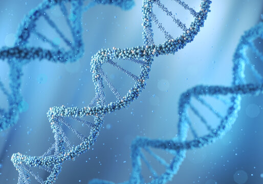 DNA Double Helix Spiral Molecule Structure, molecule or atom Science or medical background, 3d illustration.