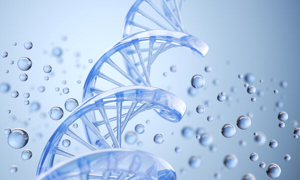 DNA Double Helix Spiral Molecule Structure, molecule or atom Science or medical background, 3d illustration.