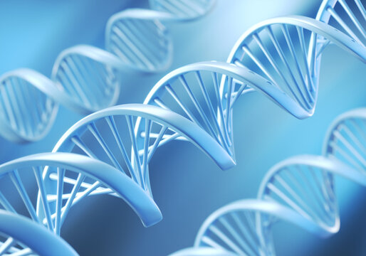 DNA Double Helix Spiral Molecule Structure, molecule or atom Science or medical background, 3d illustration.