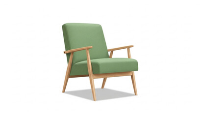 Fototapeta premium Mid Century Green Armchair Wooden Frame Furniture Vector Illustration
