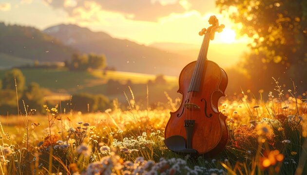 Violin sunset