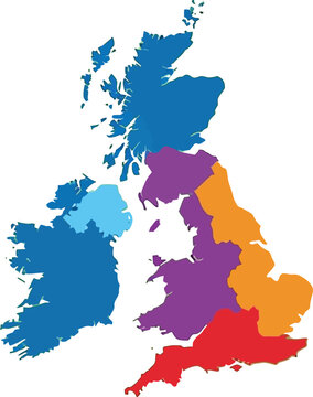 UK map vector with regions minimal flat clean colorful design