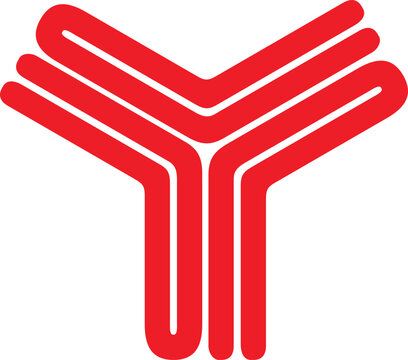 Red abstract letter Y logo icon composed of triple parallel lines